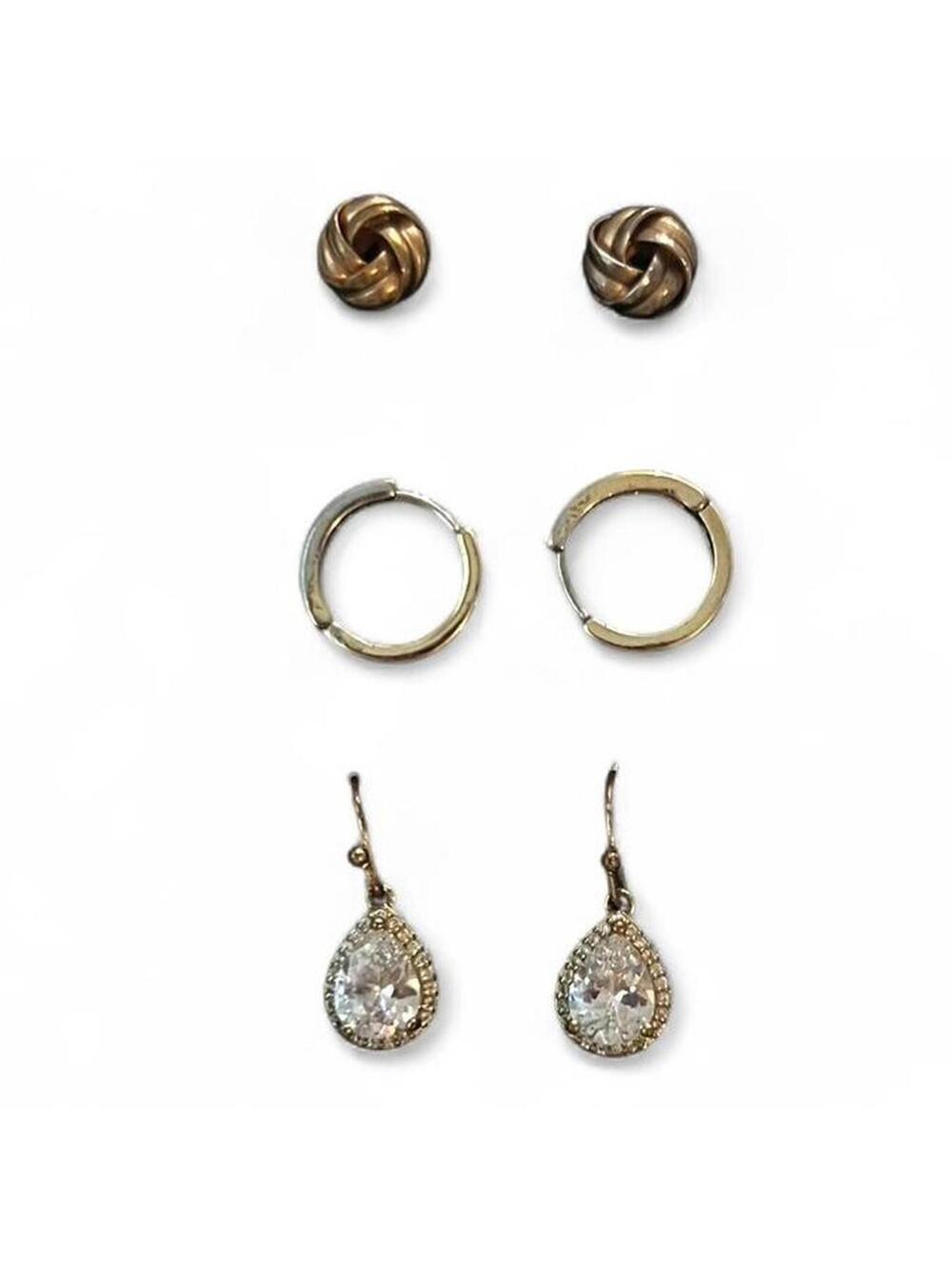 A set of 3 Vintage Small Dainty Gold-Tone pairs of earrings